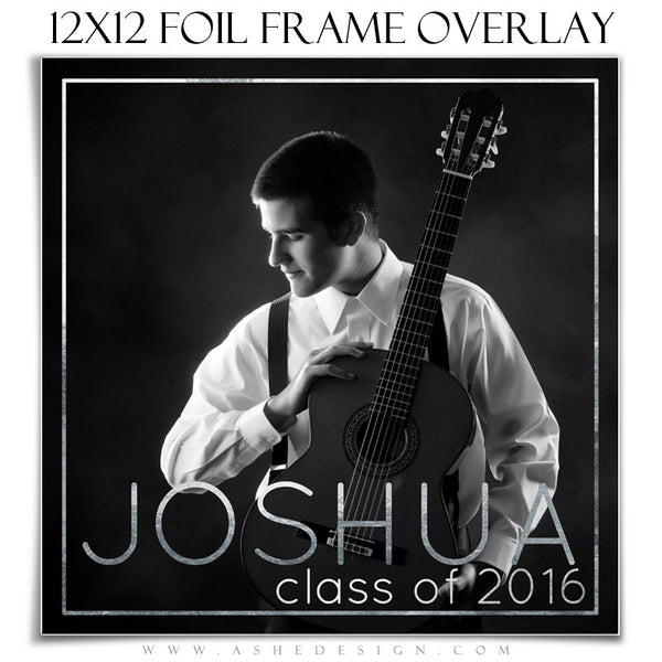 Customizable Designer Gems | Silver Foil Frame Overlay 12x12