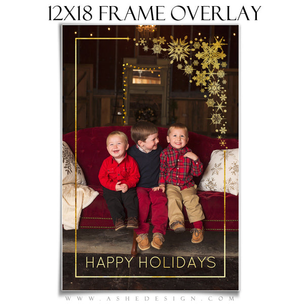 Customizable Designer Gems | Golden Snowflake Frame Overlay 12x18