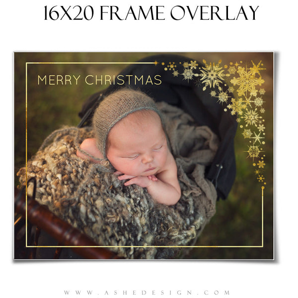 Customizable Designer Gems | Golden Snowflake Frame Overlay 16x20