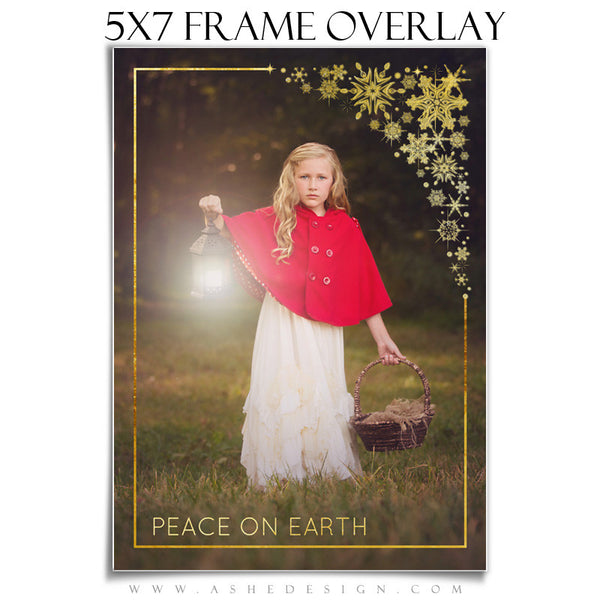 Customizable Designer Gems | Golden Snowflake Frame Overlay 5x7