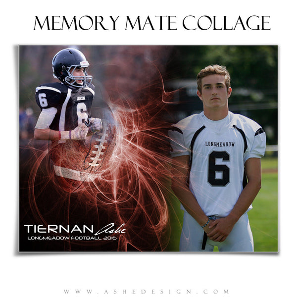 Ashe Design | Sports Memory Mates | Photoshop Templates | 8x10 | Mystic Explosion | Football | Horizontal