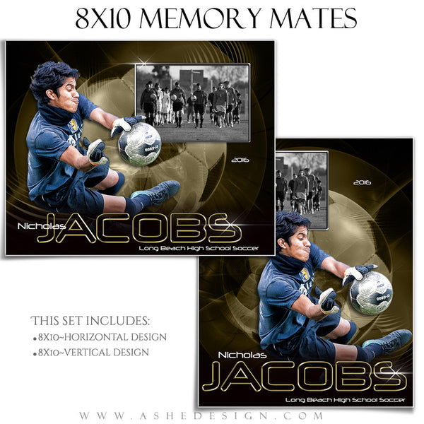 Ashe Design | 8x10 Memory Mate | Photoshop Templates | Abstract Soccer