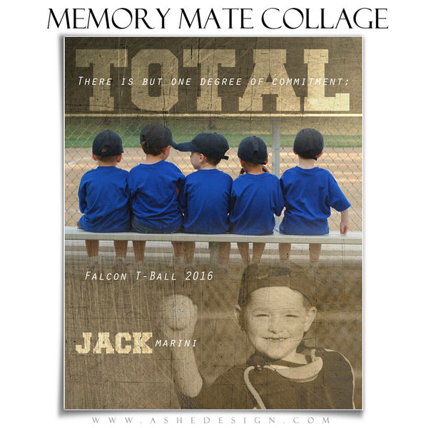 Ashe Design | Sports Memory Mate | 8x10 | Total Commitment vt