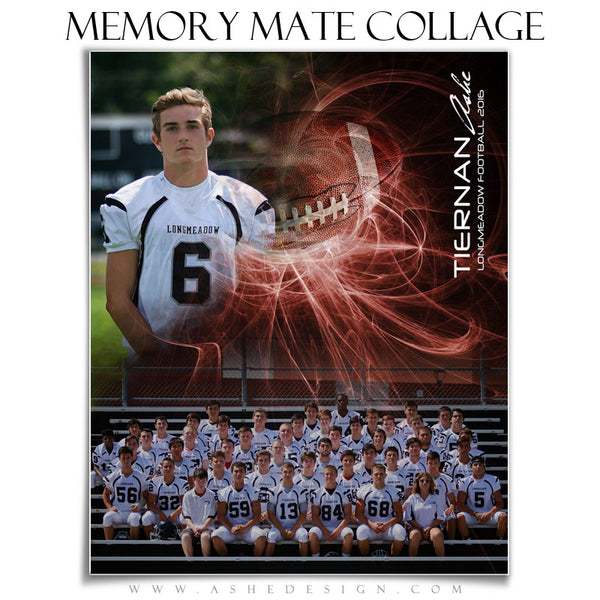 Ashe Design | Sports Memory Mates | Photoshop Templates | 8x10 | Mystic Explosion | Football | Vertical