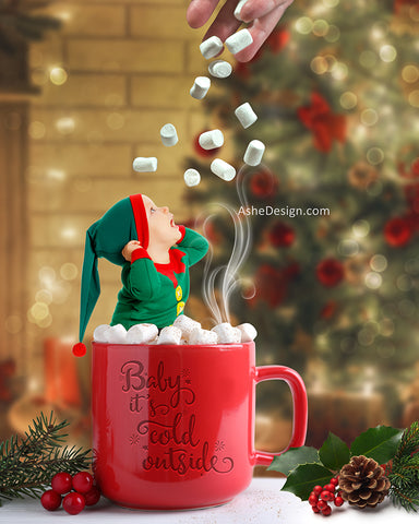 Digital Props 16x20 Backdrop Set - Hot Cocoa Cup