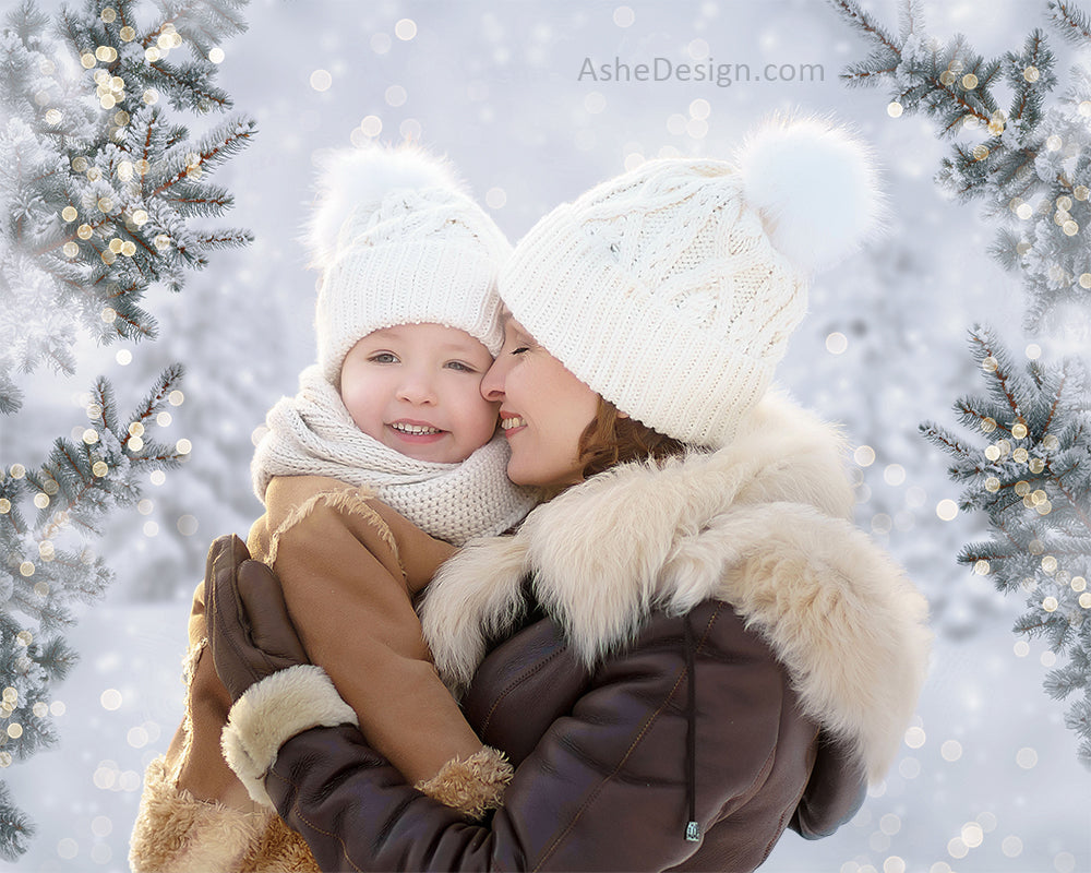 Digital Props 16x20 Backdrop Set - Snowy Bokeh