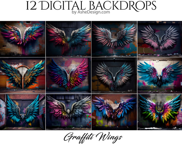 Photography backdrop, Digital overlays, Digital backgrounds, Photoshop overlays, photography overlays, Graffiti backdrops, Senior backdrops, Senior photography backdrops, Backdrop Overlays, Graffiti, graffiti overlays, Texture overlays, for photographers, Studio backdrop overlays, Graffiti Wings, Angel Wing Backdrops