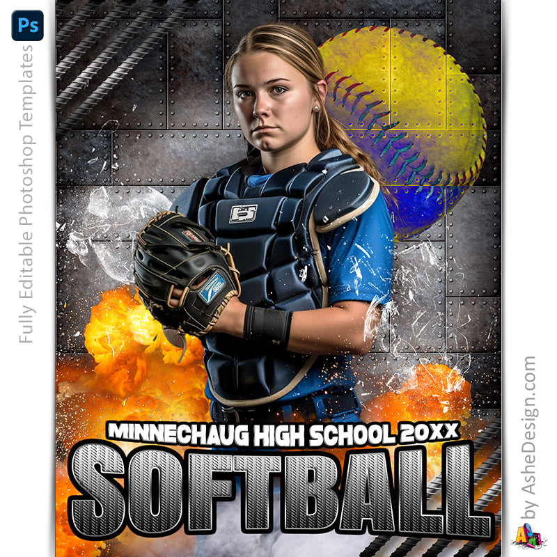 Softball Poster, Photoshop Template, Softball Banner, Digital Background, Senior Banner, Softball Template, Sports Poster, Custom Banner, photoshop services, Softball Backdrop, Softball mom, tball gift, tball poster