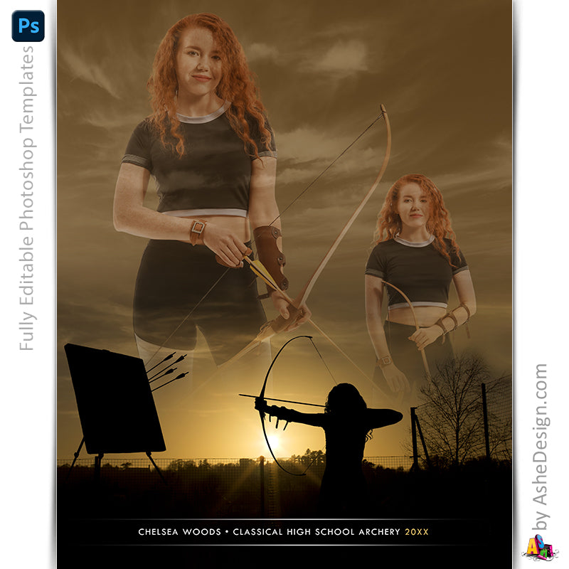 Archery, Photoshop Template, Digital Background, Archery Template, archery poster, senior banner, Sports Poster, Custom Banner, Archery Backdrop, Archery Banner, photoshop services, archery mom