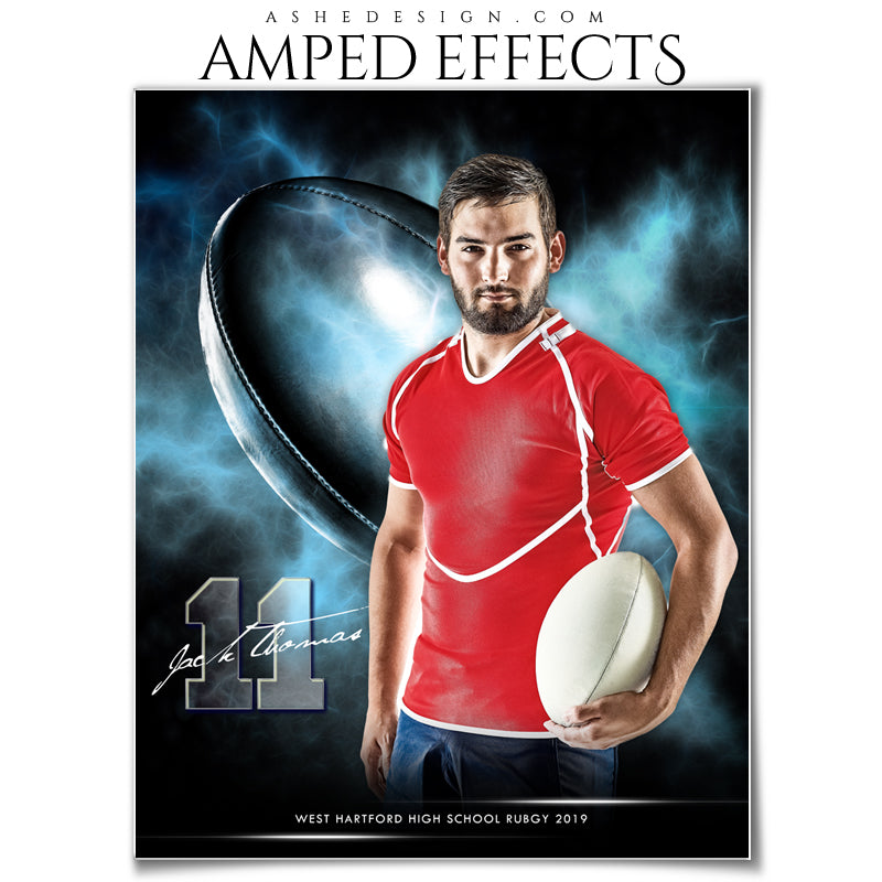 Ashe Design 16x20 Amped Effects Sports Photography Photoshop Templates Electric Explosion Rugby