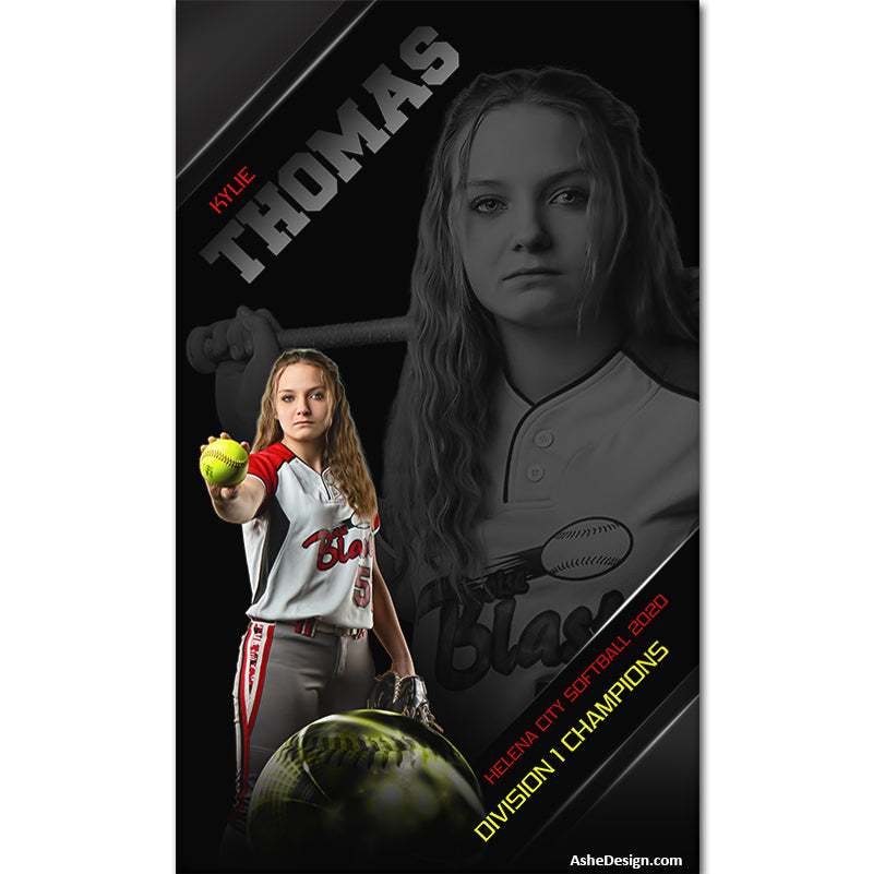 Softball Poster, Photoshop Template, Softball Banner, Digital Background, Senior Banner, Softball Template, Sports Poster, Custom Banner, photoshop services, Softball Backdrop, Softball mom, tball gift, tball poster