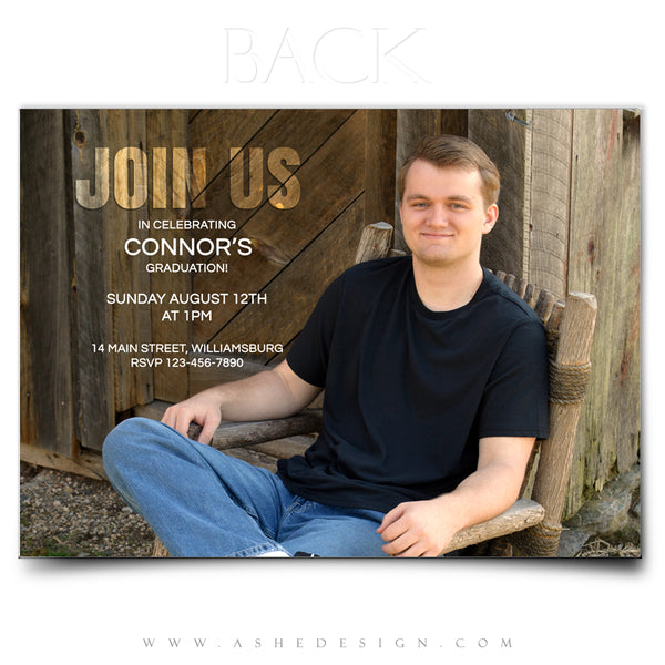 Ashe Design 5x7 Graduation Invitation - Believe Silhouette BACK