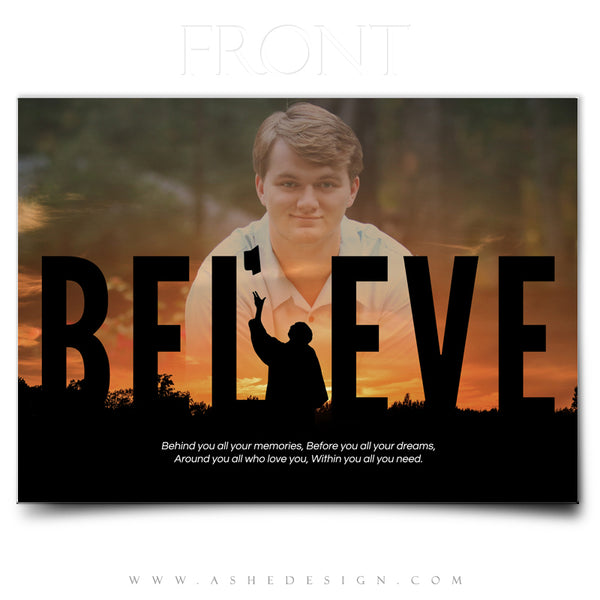 Ashe Design 5x7 Graduation Invitation - Believe Silhouette FRONT