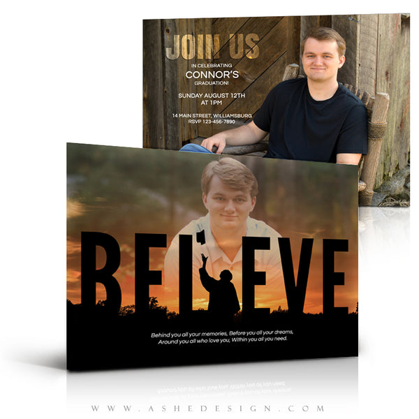 Ashe Design 5x7 Graduation Invitation - Believe Silhouette