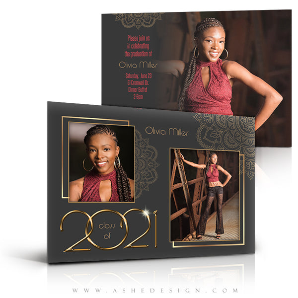 5x7 Flat Card Design - Gold Plated Grad