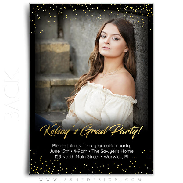 5x7 Flat Card Design - Golden Glitter Grad
