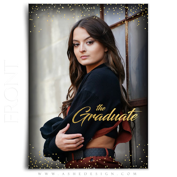 5x7 Flat Card Design - Golden Glitter Grad