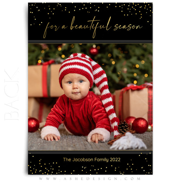 5x7 Flat Card Design - Golden Glitter Holiday
