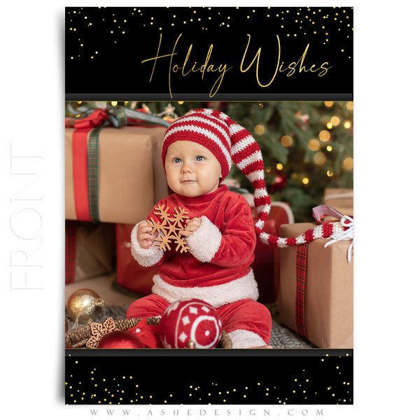 5x7 Flat Card Design - Golden Glitter Holiday