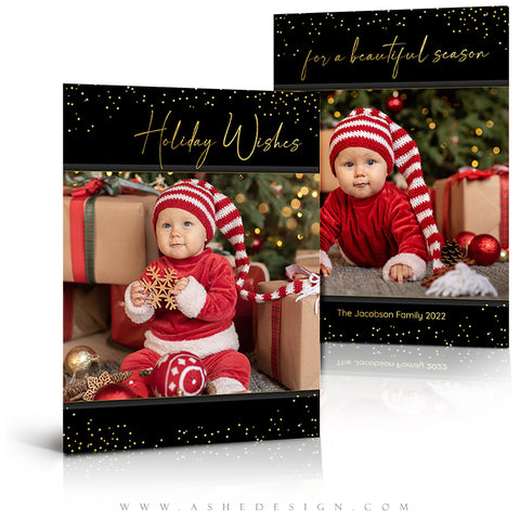 5x7 Flat Card Design - Golden Glitter Holiday