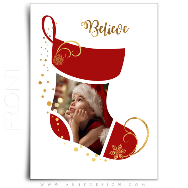 5x7 Flat Christmas Card  - Christmas Stocking
