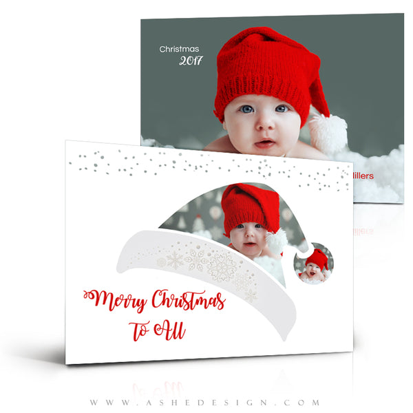 5x7 Flat Christmas Card  - Santa Hat