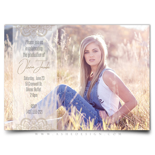 Ashe Design 5x7 Graduation Invitation - Adventure Begins BACK