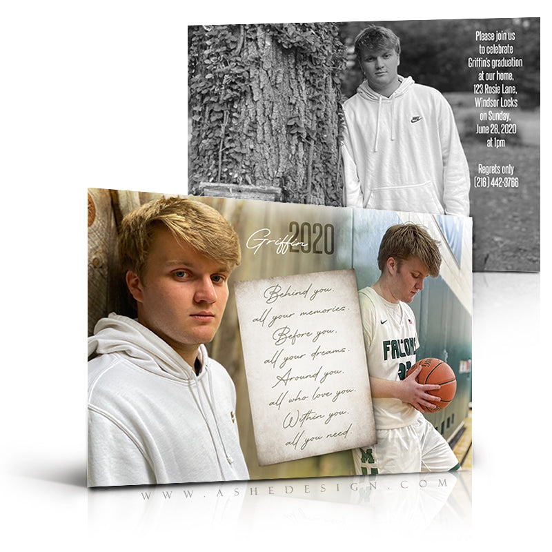 Ashe Design 5x7 Graduation Invitation - Faded Memories