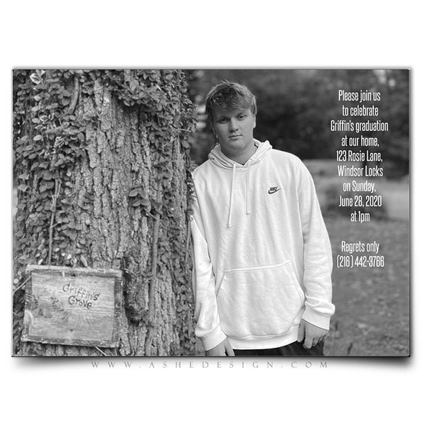 Ashe Design 5x7 Graduation Invitation - Faded Memories BACK