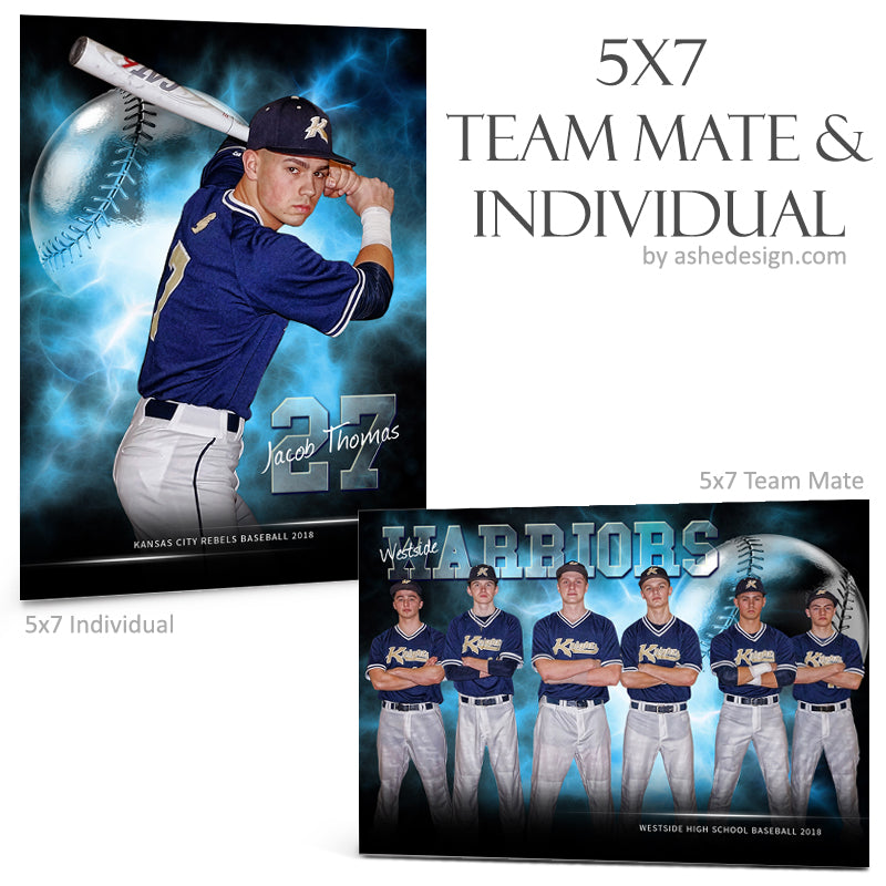 Ashe Design 5x7 Team Mate & Individual - Electric Explosion Baseball