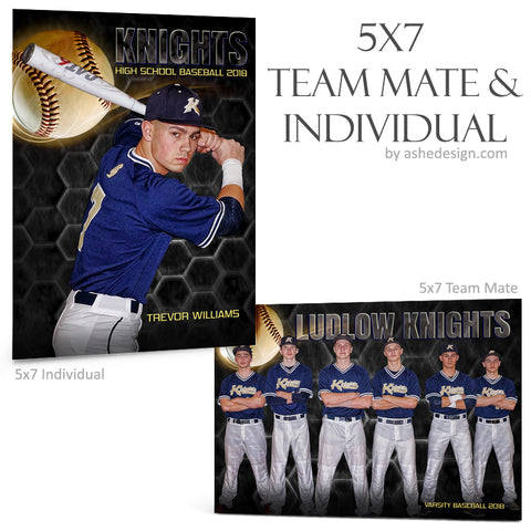 Ashe Design 5x7 Team Mate & Individual - Honeycomb Baseball