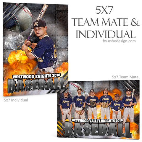 Ashe Design 5x7 Team Mate & Individual - Molten - Baseball