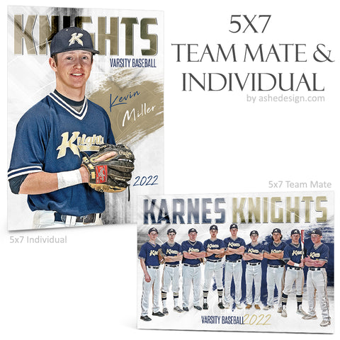 5x7 Team Mate & Individual - Painted Baseball
