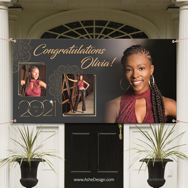 6x3 Graduation Banner - Gold Plated Grad