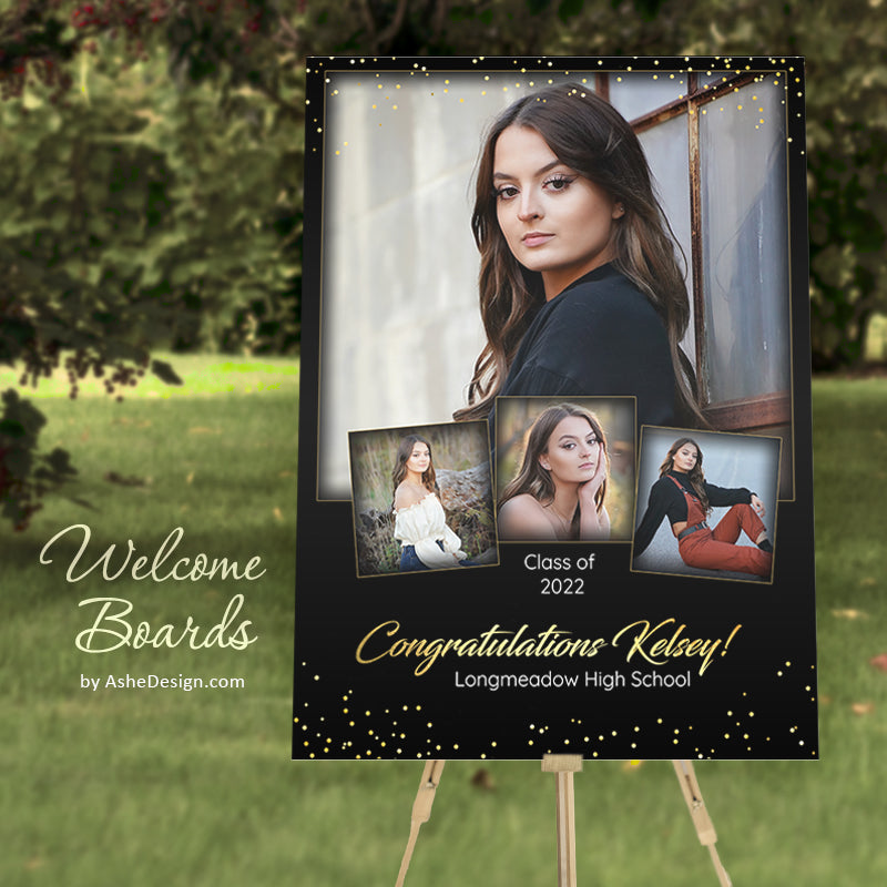 18x24 Welcome Board Collage - Golden Glitter Grad