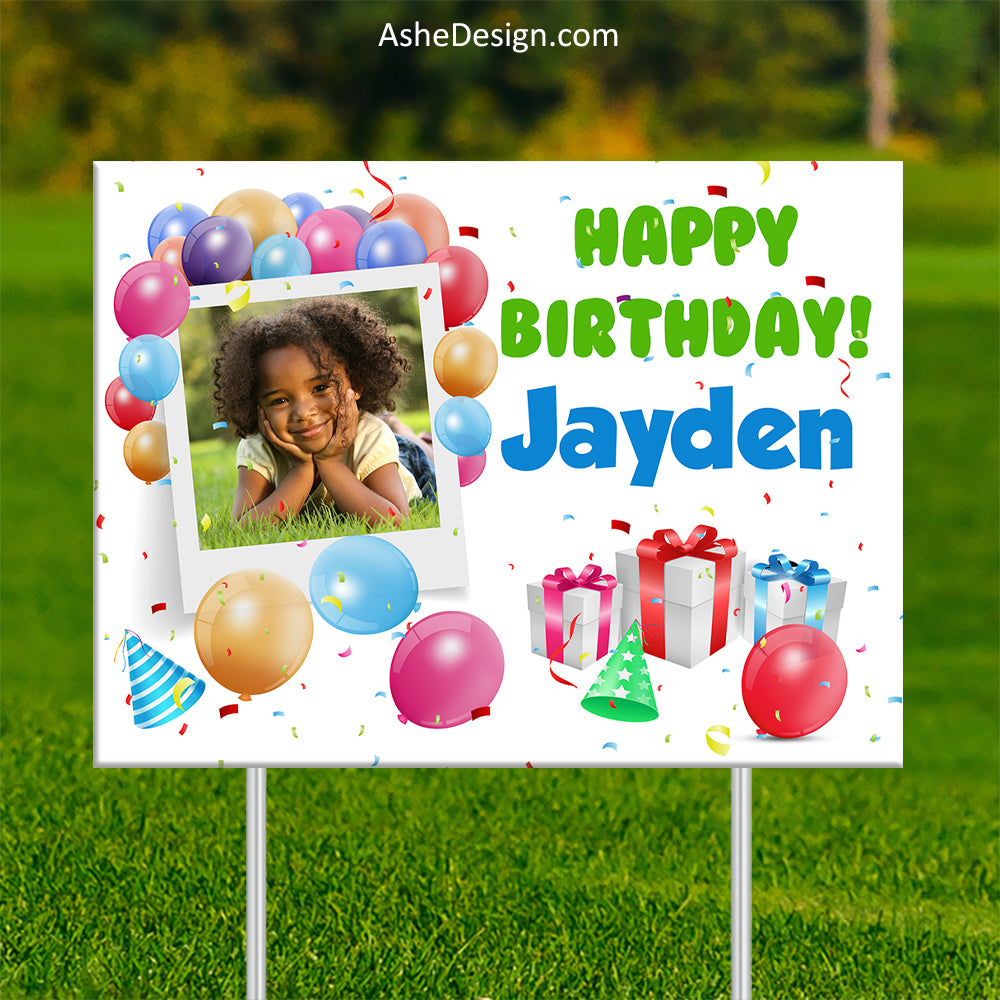 Lawn Sign 18x24 - Balloon Photo Birthday