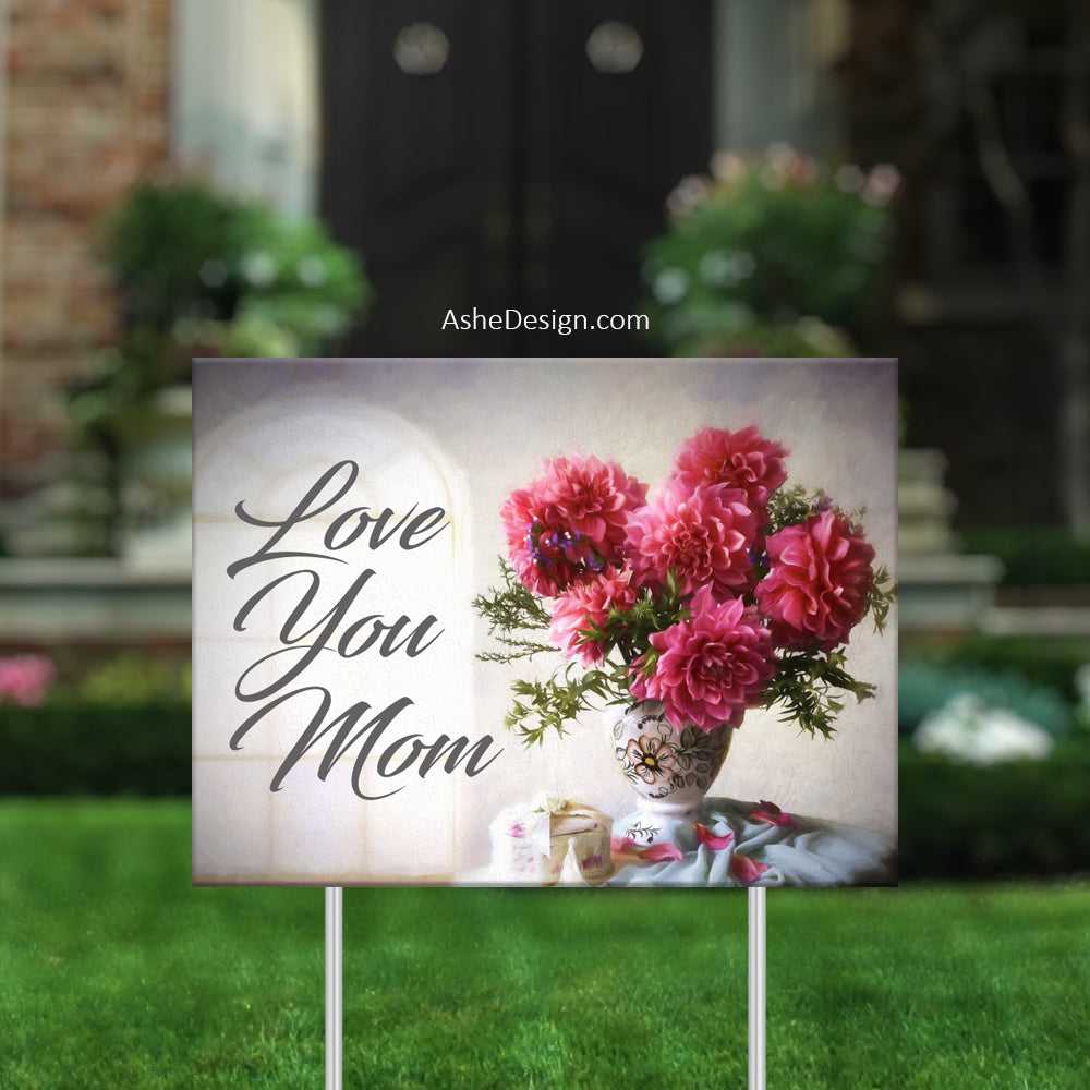 Lawn Sign 18x24 - Lawn Bouquets - Pink Dahlia