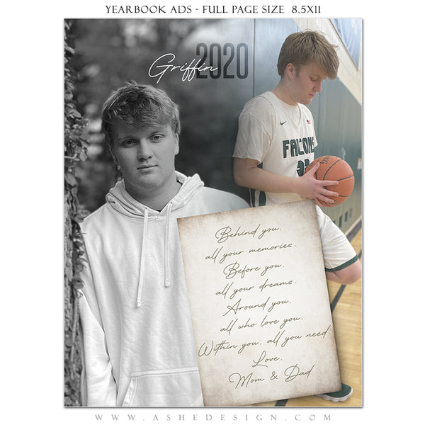 Ashe Design | Senior Yearbook Ad | Photoshop Templates | Full Page