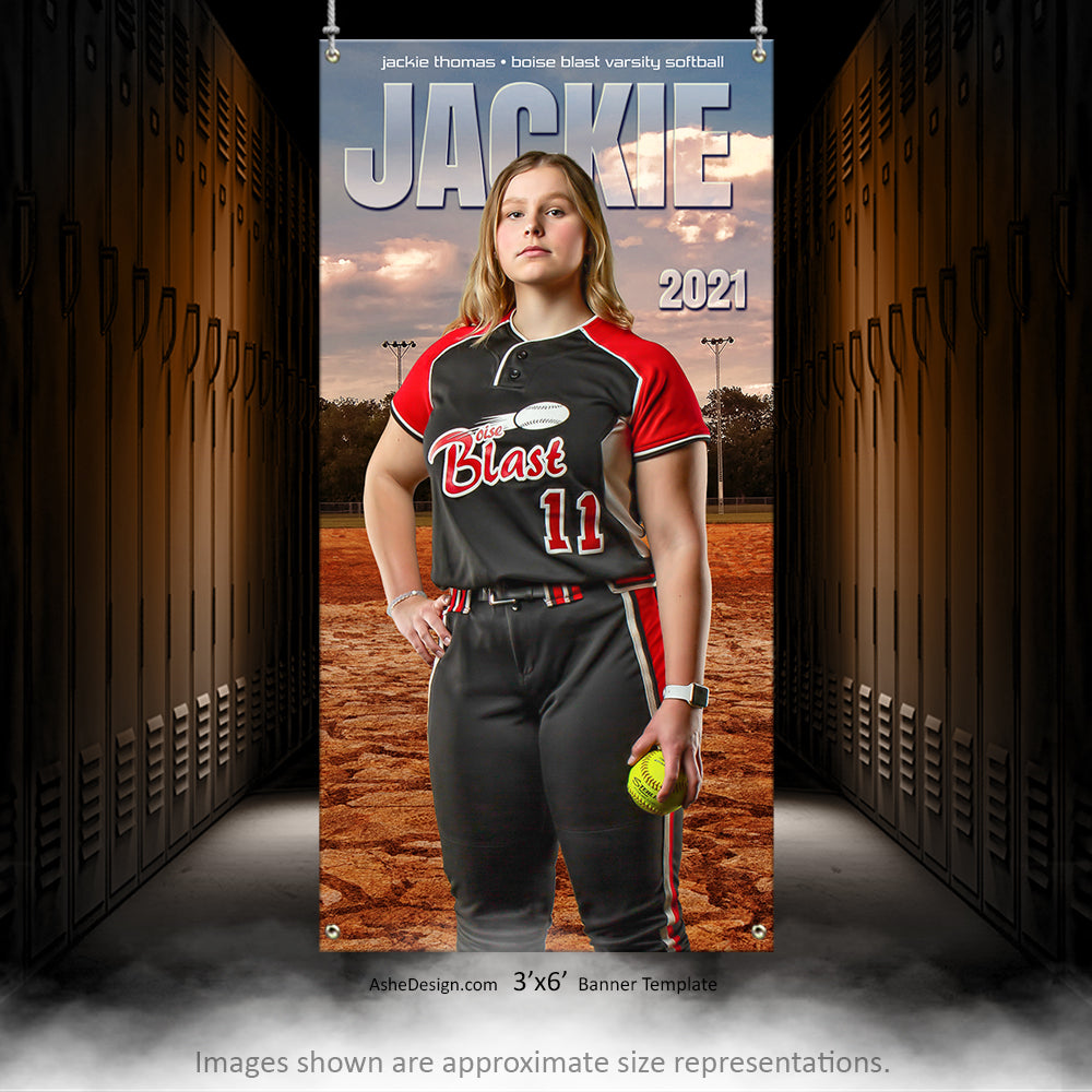 Softball Poster, Photoshop Template, Softball Banner, Digital Background, Senior Banner, Softball Template, Sports Poster, Custom Banner, photoshop services, Softball Backdrop, Softball mom, tball gift, tball poster