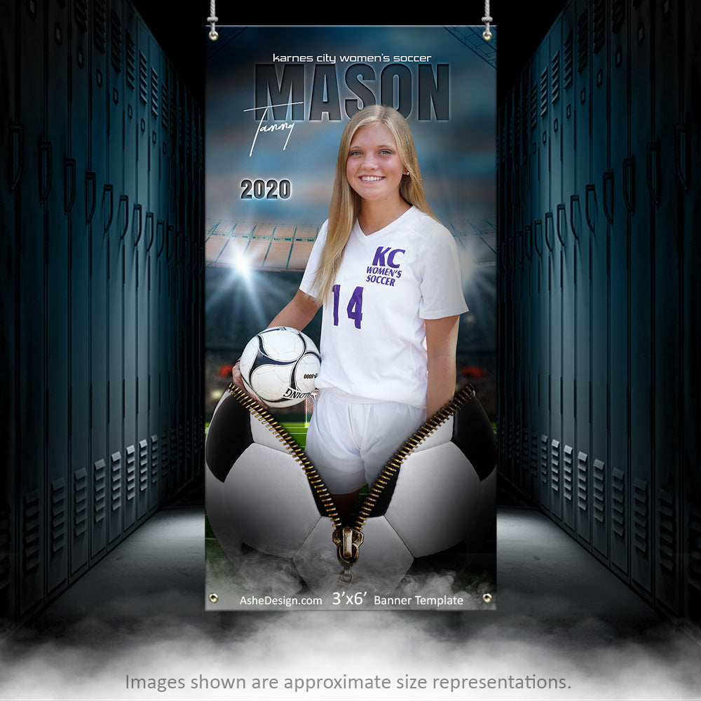 Amped Sports Banner 3'x6' - Unzipped Soccer