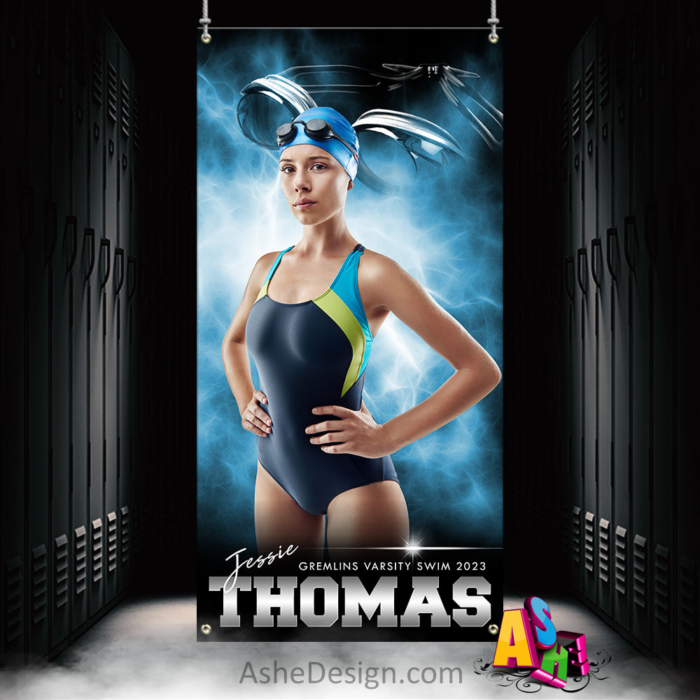 3x6 Amped Sports Banner - Electric Explosion Swim