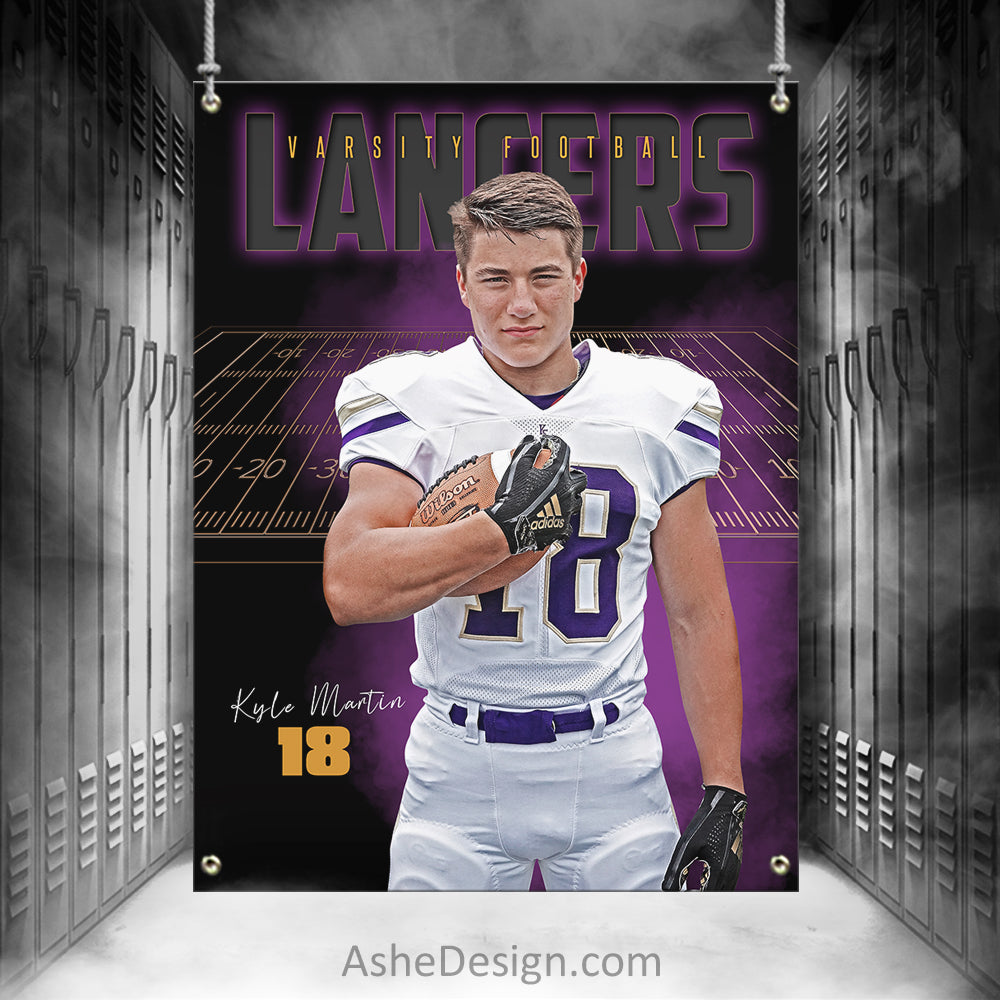 3x4 Amped Sports Banner - Gold Plated Football
