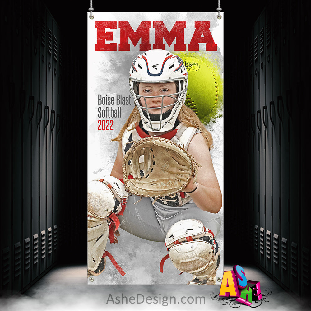 Softball Poster, Photoshop Template, Softball Banner, Digital Background, Senior Banner, Softball Template, Sports Poster, Custom Banner, photoshop services, Softball Backdrop, Softball mom, tball gift, tball poster