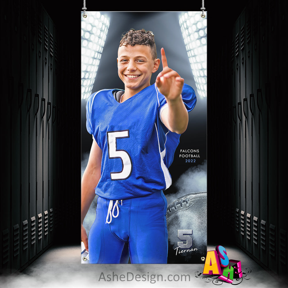 3x6 Amped Sports Banner - Smokey Lights Football