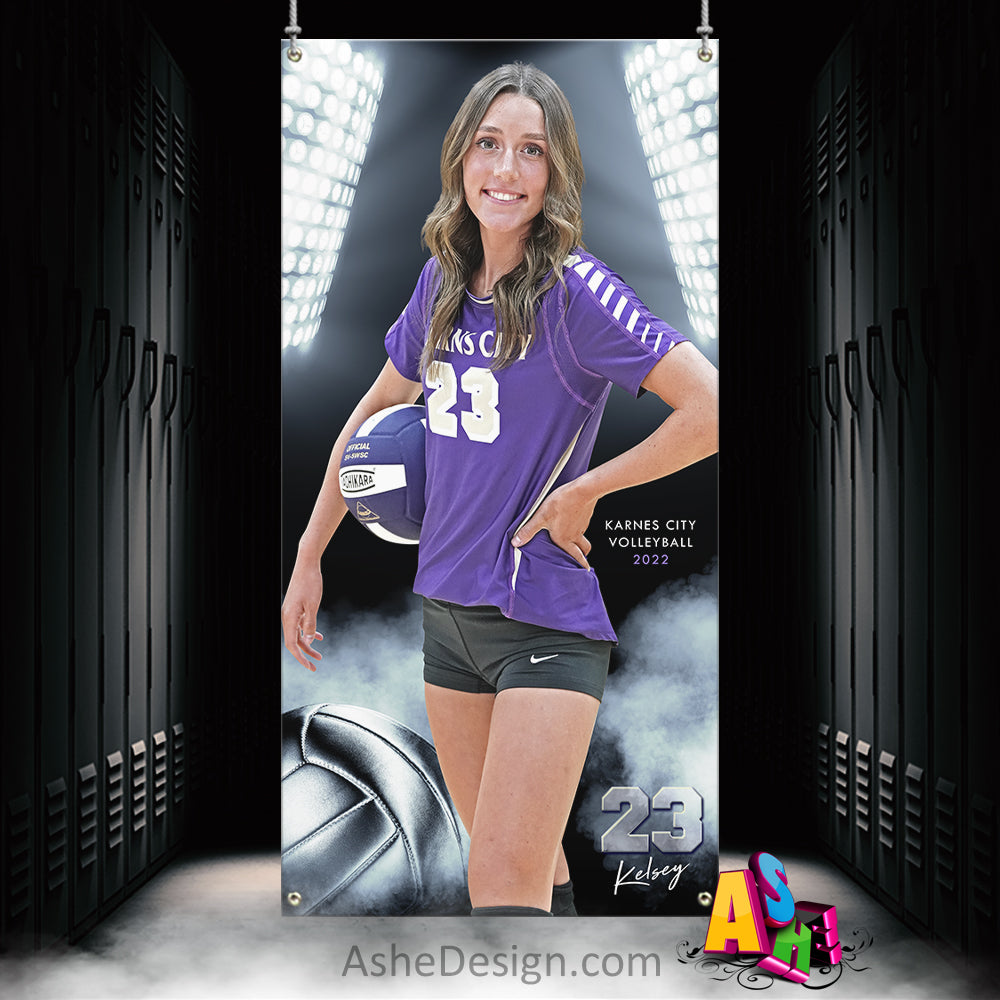 3x6 Amped Sports Banner - Smokey Lights Volleyball