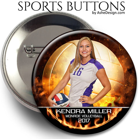 Sports Button - Backdraft Volleyball