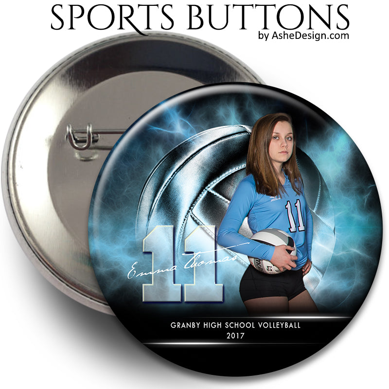 Sports Button - Electric Explosion Volleyball