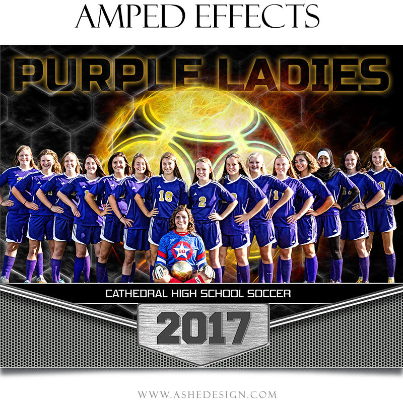 Ashe Design 16x20 Sports Poster Photoshop Template Great Balls of Fire Soccer Team