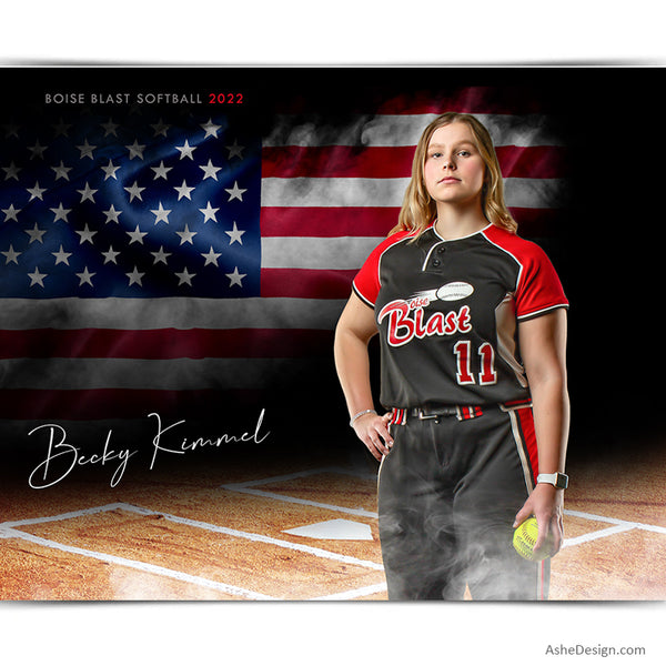 Amped Effects American Smoke Softball Poster Template For
