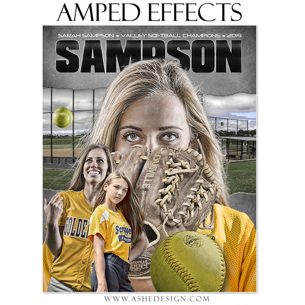 Amped Effects Game Face Softball Poster Template For